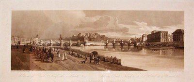 Vy över Pont Neuf, myntverket etc. av Thomas Girtin