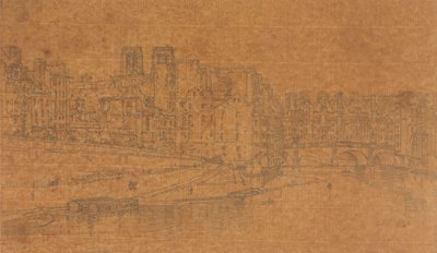 Utsikt över Pont St.Michel, tagen från Pont Neuf, 1803 (studie för tavla 4 från Views in Paris) av Thomas Girtin