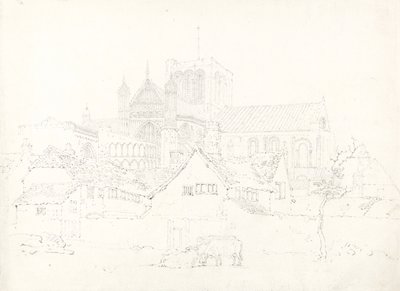 Winchester Cathedral, från nordöstra, ca 1795 (grafit på lagt papper) av Thomas Girtin
