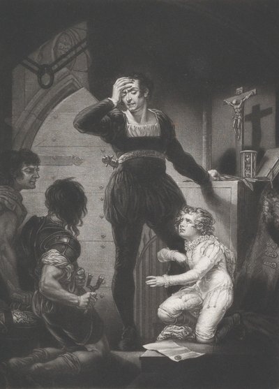 Prins Arthur och Hubert Shakespeare, King John, akt 4, scen 1, 1823-24. av Thomas Goff Lupton