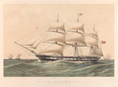 Clipperfartyget Yorkshire 1100 ton, ca 1857-60 (litografi i färg) av Thomas Goldsworth Dutton