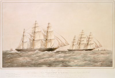 The Great China Race: Clipper-fartygen "Taeping" och "Ariel" passerar Lizard den 6 september 1866 på sin hemresa från Foo-Chow-Foo av Thomas Goldsworth Dutton