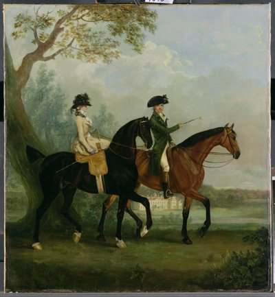 Hon. Marcia Pitt Rider med sin bror, Hon. George Pitt (senare 2nd Lord Rivers) i Park of Stratfield Saye House, 1782 av Thomas Gooch
