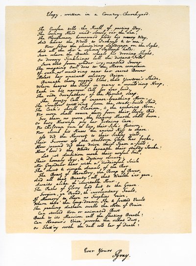 Elegi, skriven på en lantlig kyrkogård, 18 december 1750. av Thomas Gray