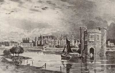 Hampton Court under Karl I:s dagar (litografi) av Thomas Hamilton Crawford
