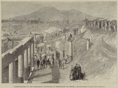 Åminnelse av artonhundraårsminnet av förstörelsen av Pompeji, utgrävningar i den nionde regionen av Thomas Harrington Wilson