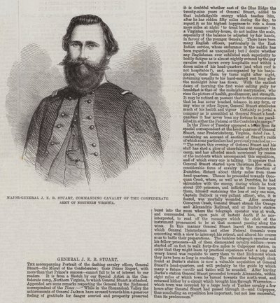 Generalmajor J E B Stuart, befälhavare för kavalleriet i den konfedererade armén i norra Virginia. av Thomas Harrington Wilson