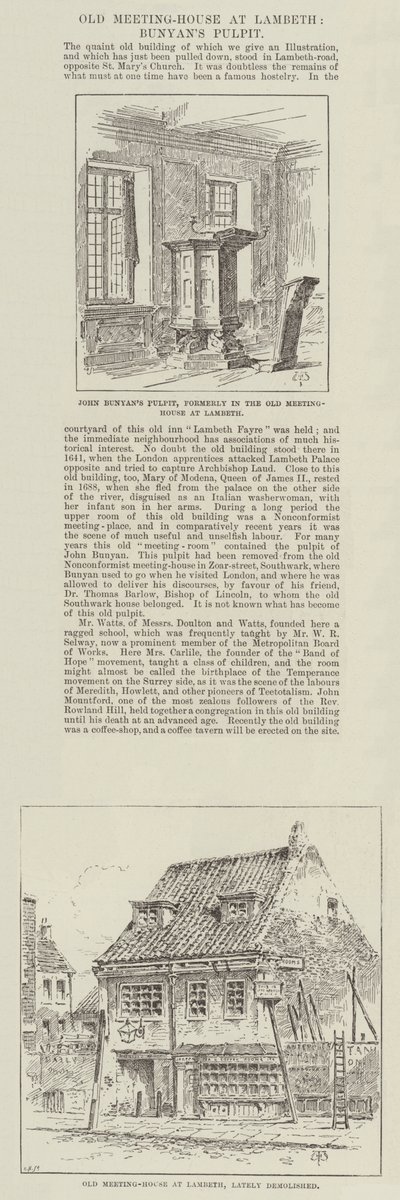 Gamla möteshuset i Lambeth, Bunyans predikstol av Thomas Harrington Wilson