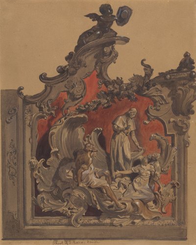 School of St. Rocco, Venedig, Studie av krökt dekoration av Thomas Hartley Cromek