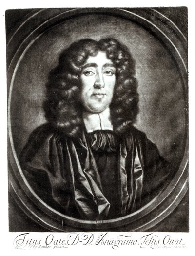 Porträtt av Titus Oates (1649-1705) graverad av R. Thompson av Thomas Hawker