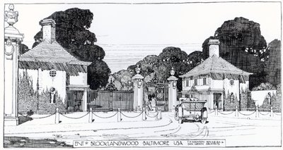 Entré till Brooklandwood, Baltimore, USA, från Thomas Mawsons "The Art and Craft of Garden Making" av Thomas Hayton Mawson