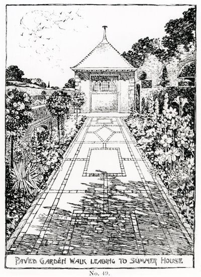 Paved Garden Walk Leading to Summer House, från Thomas Mawsons "The Art and Craft of Garden Making", publicerad 1900. av Thomas Hayton Mawson