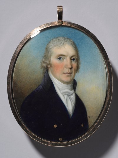 Miniatyrpar: Porträtt av en man och porträtt av en kvinna som bär en miniatyr, ca. 1780. av Thomas Hazlehurst