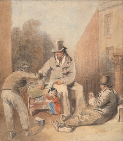 Man och barn med en gatuorgan och en apa av Thomas Heaphy