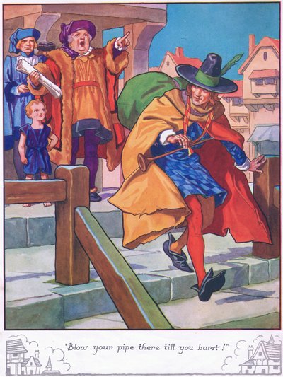 "Blås i din pipa tills du spricker!" (färglitografi) av Thomas Heath Robinson
