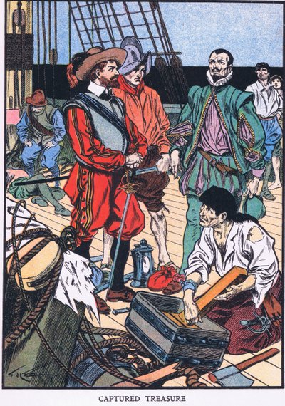 Tillfångatagen skatt (färglitografi) av Thomas Heath Robinson
