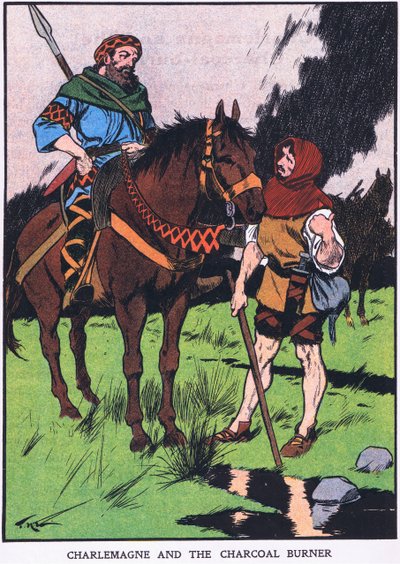 Karl den store och träkolsbrännaren (färglitografi) av Thomas Heath Robinson