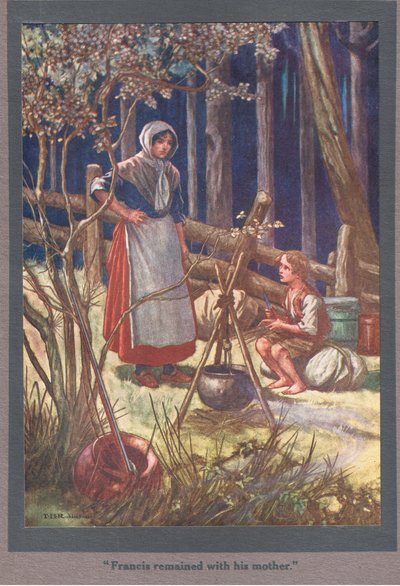 Francis stannade kvar med sin mor (färglitografi) av Thomas Heath Robinson