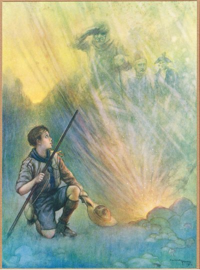 Heroes of the Past, illustration från "Newnes Pictorial Book of Knowledge" (färglitografi) av Thomas Heath Robinson