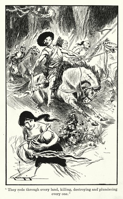 Hunnerna (litografi) av Thomas Heath Robinson