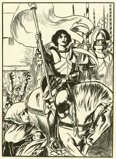 Johanna i spetsen för armén (gravyr) av Thomas Heath Robinson
