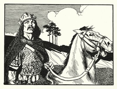 Kung Alfred (litografi) av Thomas Heath Robinson