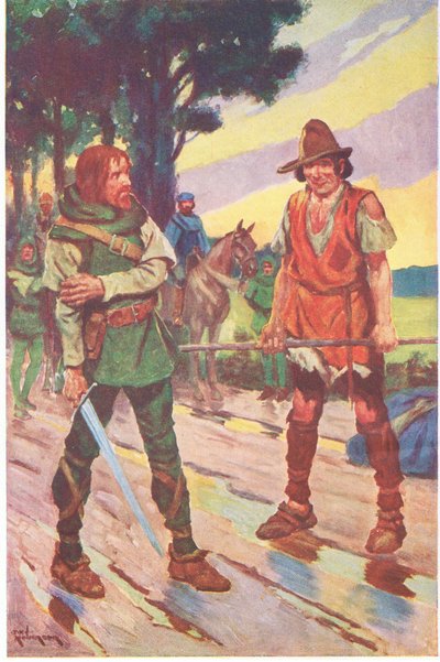"Inte jag", svarade tiggaren. "Det var inte jag som valde att slåss". (färglitografi) av Thomas Heath Robinson
