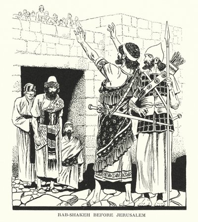 Rab-Shakeh framför Jerusalem (litografi) av Thomas Heath Robinson