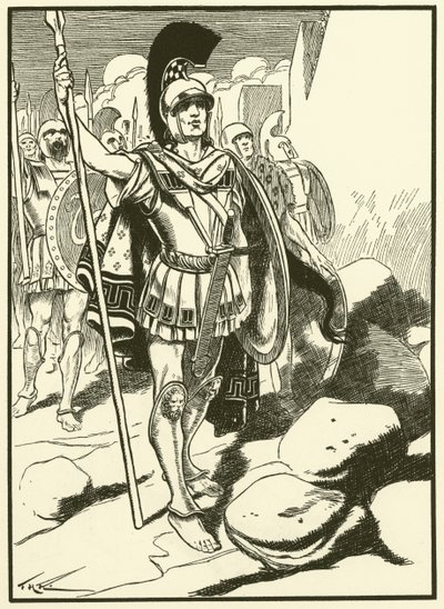 Grekerna utanför Troja (gravyr) av Thomas Heath Robinson