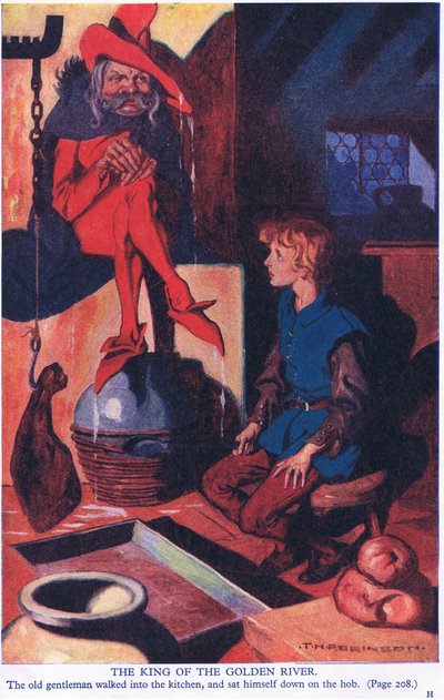 Kungen av den gyllene floden (färglitografi) av Thomas Heath Robinson