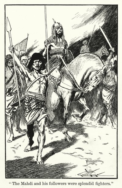 "Mahdi och hans anhängare var fantastiska krigare" (litografi) av Thomas Heath Robinson