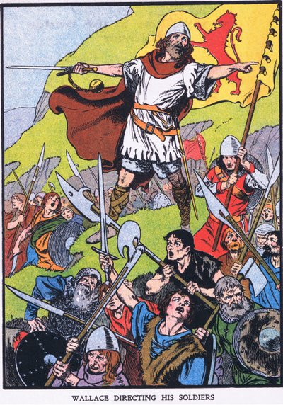 Wallace dirigerar sina soldater (färglitografi) av Thomas Heath Robinson