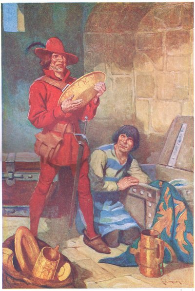 Utan någon tidsförlust länsade de sheriffens förråd på plåt (färglitografi) av Thomas Heath Robinson