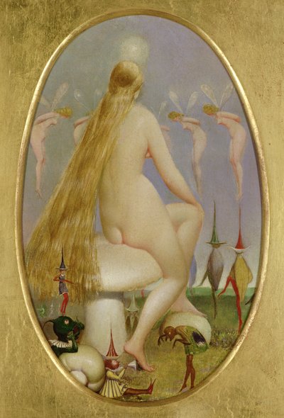 Fe sittande på en svamp, ca 1860 av Thomas Heatherley
