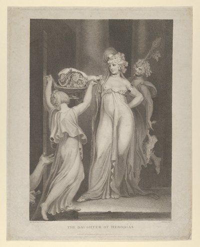 Herodias Salomes dotter tar emot Johannes Döparens huvud, Matteus 14:10-11..., 1798. av Thomas Holloway