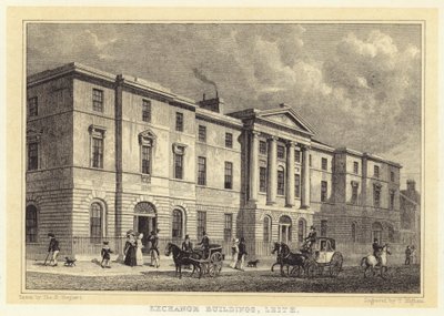 Exchange Buildings, Leith (gravyr) av Thomas Hosmer (after) Shepherd