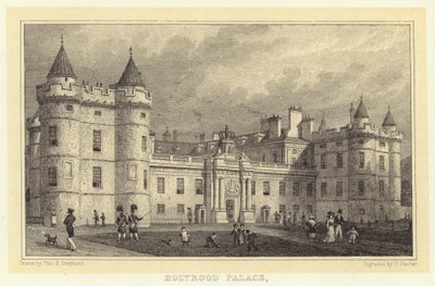 Holyrood Palace (gravyr) av Thomas Hosmer (after) Shepherd