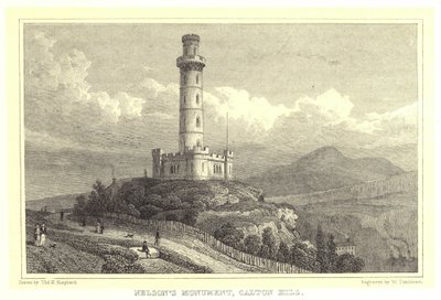 Nelsons monument, Calton Hill (gravyr) av Thomas Hosmer (after) Shepherd