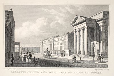 Belgrave Chapel och West Side of Belgrave Square, från puben "London and it