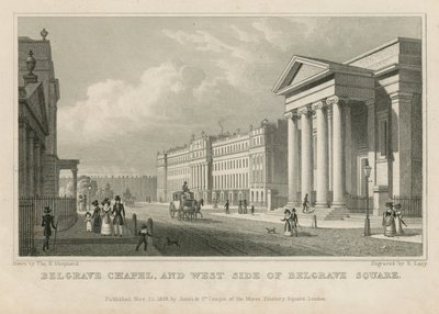 Belgrave Chapel och västra sidan av Belgrave Square av Thomas Hosmer Shepherd