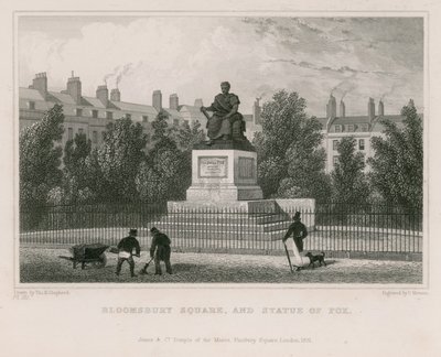 Bloomsbury Square och statyn av Fox av Thomas Hosmer Shepherd