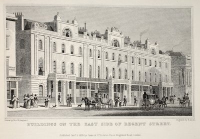 Byggnader på östra sidan av Regent Street, från puben "London and it