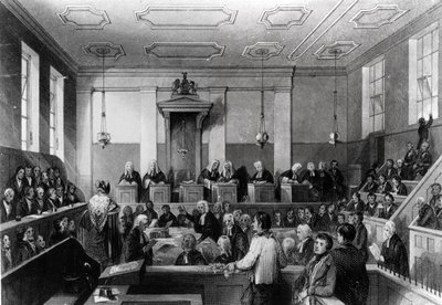 Central Criminal Court, The Old Bailey, graverad av H. Melville av Thomas Hosmer Shepherd