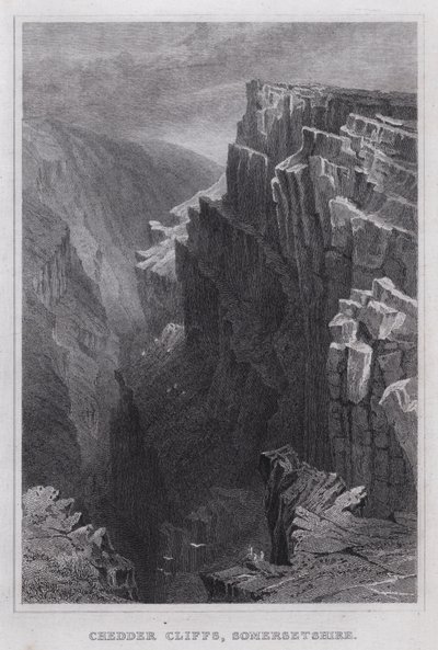 Cheddar Cliffs, Somersetshire (gravyr) av Thomas Hosmer Shepherd