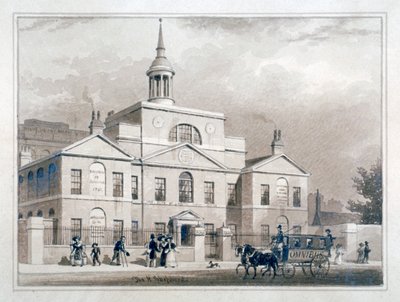 City of London Liggande sjukhus, City Road, Finsbury, London, c1827. av Thomas Hosmer Shepherd