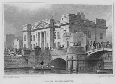 Custom House, Leith (gravyr) av Thomas Hosmer Shepherd