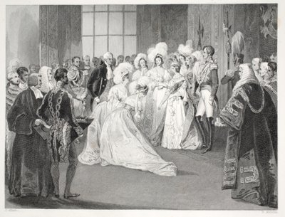 Drawing Room of Queen Victoria, från puben "London Interiors with their Costumes and Ceremonies". Joseph Mead, London, ca 1843 (stålgravyr) av Thomas Hosmer Shepherd