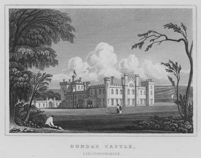 Dundas Castle, Linlithgowshire (gravyr) av Thomas Hosmer Shepherd