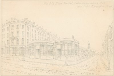 Fleet Market från Holborn Bridge (nu borttagen) av Thomas Hosmer Shepherd
