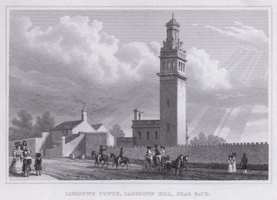 Lansdown Tower, Lansdown Hill, nära Bath (gravyr) av Thomas Hosmer Shepherd
